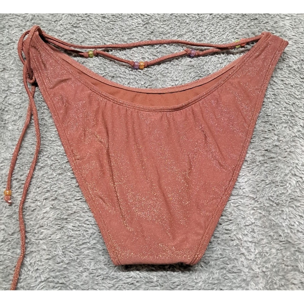 New Wild Fable Womens Shiny Bikini Bottoms With Beads Size Large metallic - Picture 3 of 5